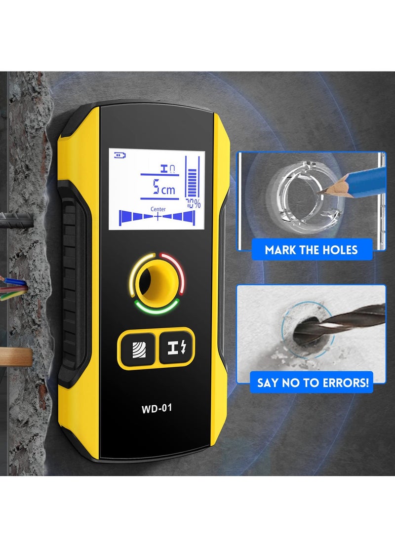 Stud Finder Wall Scanner, 6 in 1 Electronic Wall Wood Metal Stud Finder, Wall Detector with Upgraded Smart Sensor, Audio Alarm and HD LCD Display for Center and Edge of Wood, AC Wire, Metal