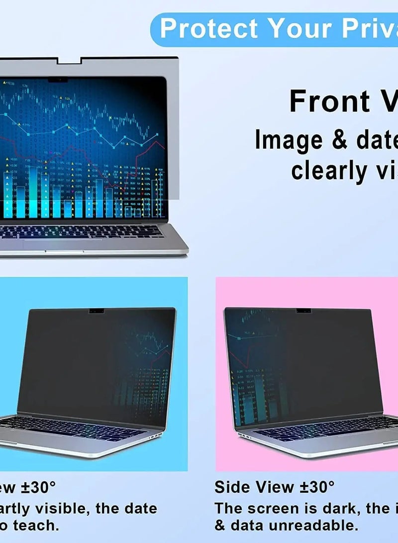 واقي شاشة الخصوصية لجهاز MacBook Pro مقاس 13 بوصة (2016-2020، M1) وMacBook Air مقاس 13 بوصة (2018-2020، M1)، فلتر خصوصية مغناطيسي قابل للإزالة ومضاد للتوهج، واقي شاشة مضاد للضوء الأزرق - أسود - Image 3