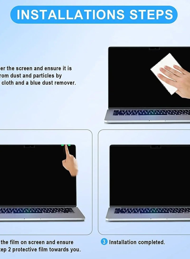 واقي شاشة الخصوصية لجهاز MacBook Pro مقاس 13 بوصة (2016-2020، M1) وMacBook Air مقاس 13 بوصة (2018-2020، M1)، فلتر خصوصية مغناطيسي قابل للإزالة ومضاد للتوهج، واقي شاشة مضاد للضوء الأزرق - أسود - Image 2