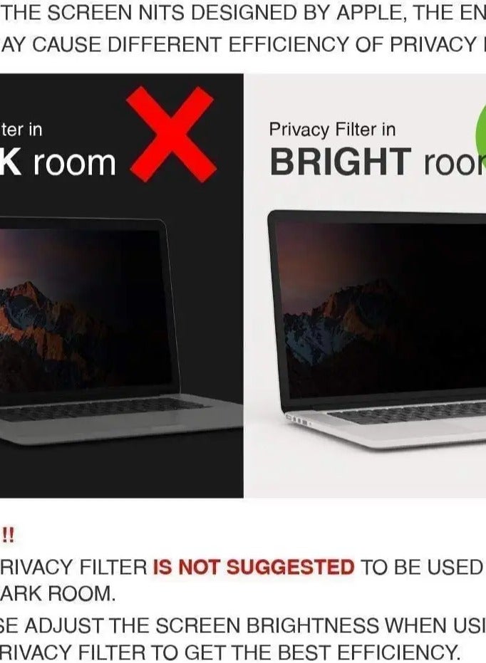 واقي شاشة الخصوصية لجهاز MacBook Pro مقاس 13 بوصة (2016-2020، M1) وMacBook Air مقاس 13 بوصة (2018-2020، M1)، فلتر خصوصية مغناطيسي قابل للإزالة ومضاد للتوهج، واقي شاشة مضاد للضوء الأزرق - أسود - Image 5