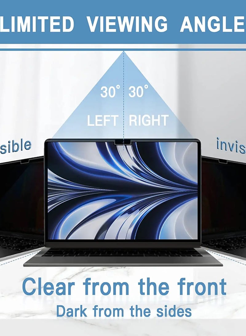 واقي شاشة الخصوصية لجهاز MacBook Pro مقاس 13 بوصة (2016-2020، M1) وMacBook Air مقاس 13 بوصة (2018-2020، M1)، فلتر خصوصية مغناطيسي قابل للإزالة ومضاد للتوهج، واقي شاشة مضاد للضوء الأزرق - أسود - Image 4