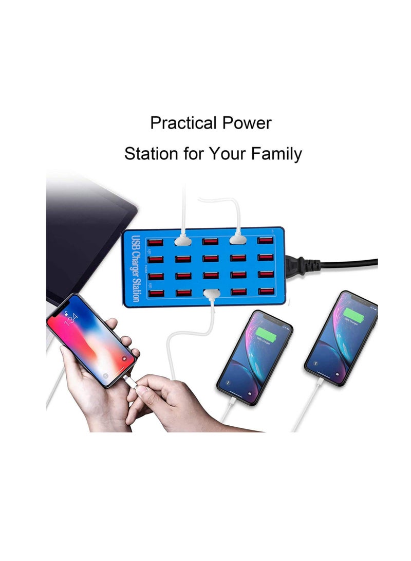 Excefore محطة شحن USB، 20 منفذ 100 واط/20 أمبير محطة شحن USB متعددة، شاحن USB متعدد المنافذ، للأجهزة اللوحية وغيرها من أجهزة USB، للفنادق والمتاجر والمدارس ومراكز التسوق والسفر - Image 5