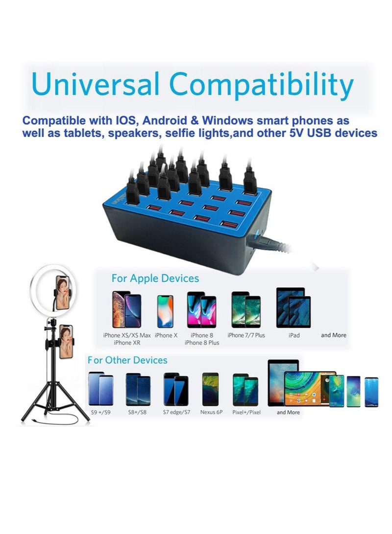 Excefore محطة شحن USB، 20 منفذ 100 واط/20 أمبير محطة شحن USB متعددة، شاحن USB متعدد المنافذ، للأجهزة اللوحية وغيرها من أجهزة USB، للفنادق والمتاجر والمدارس ومراكز التسوق والسفر - Image 3