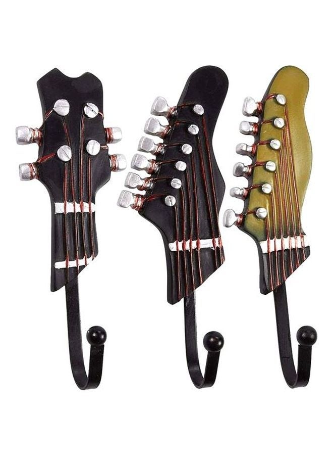 NIBEMINENT 3-Piece Guitar Designed Wall Mounted Hook Black/Brown/Silver 19cm - Image 1