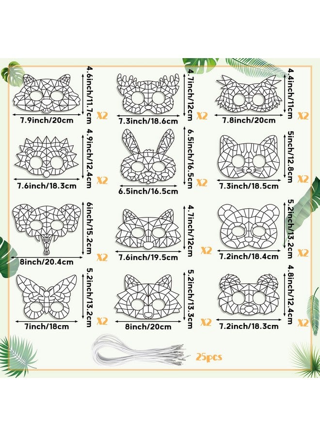 بيومي مجموعة أقنعة تلوين الحيوانات - 24 قطعة من أقنعة تلوين الحيوانات الخاصة بك للأطفال مجموعة تلوين يدوية الصنع - ديكور بطاقات هندسية لتلوين الحيوانات - أنشطة فنية وحرفية - موضوع الفصل الدراسي - Image 2