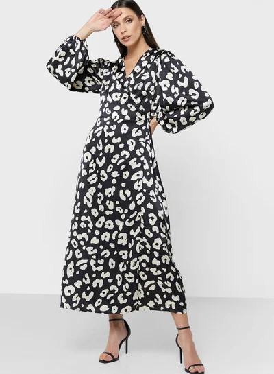GLAMOROUS Puff Sleeve Printed Dress