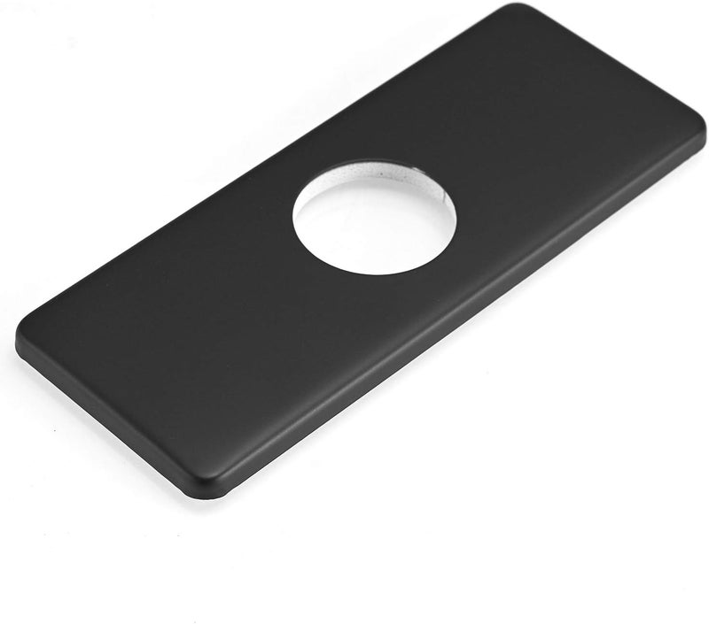 Green Spring 6 Inch Matte Black Sink Hole Cover, 4" Hole Cover Deck Plate, Bathroom Faucet Deck Plate, Stainless Steel Square Escutcheon for Bathroom or Kitchen Single Hole Vanity Sink Faucet - Image 1
