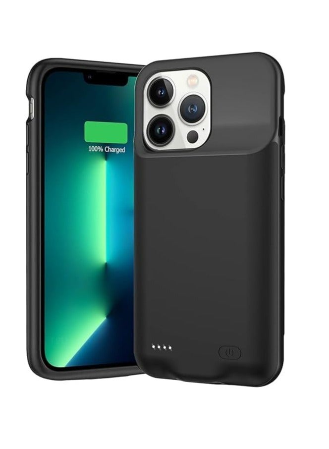 case iPhone 15 Pro Battery Case,ShowTop Wireless Charging Case with 7000mAh Extended Battery in Black, with Raised Bezel Rubber Bumper for iPhone 15 Pro 6.1 inches - Image 1