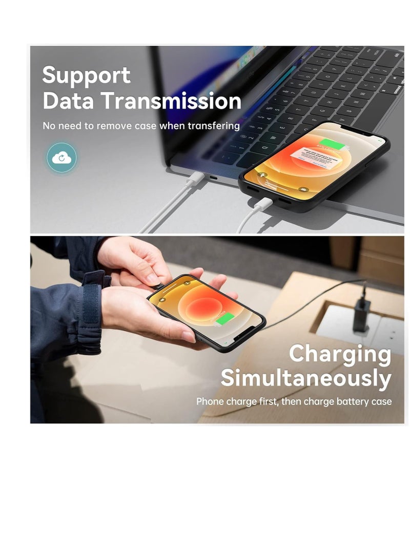 case iPhone 15 Pro Battery Case,ShowTop Wireless Charging Case with 7000mAh Extended Battery in Black, with Raised Bezel Rubber Bumper for iPhone 15 Pro 6.1 inches - Image 3