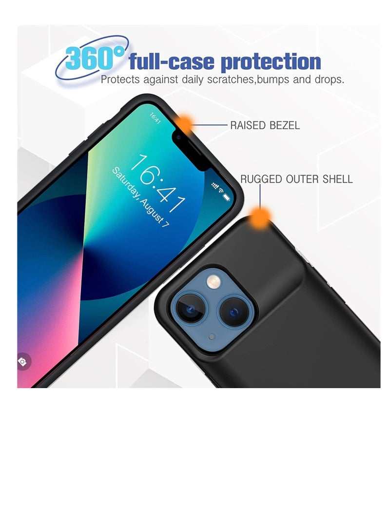 case iPhone 15 Pro Battery Case,ShowTop Wireless Charging Case with 7000mAh Extended Battery in Black, with Raised Bezel Rubber Bumper for iPhone 15 Pro 6.1 inches - Image 4