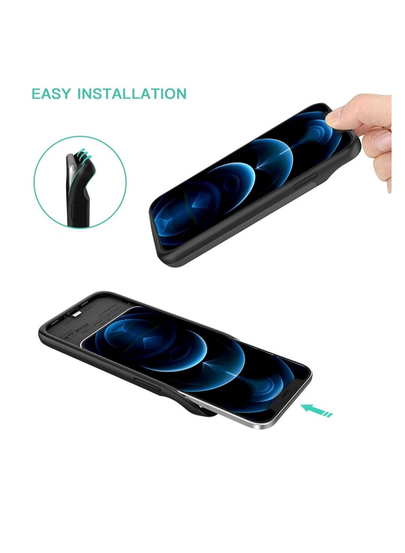 case iPhone 15 Pro Battery Case,ShowTop Wireless Charging Case with 7000mAh Extended Battery in Black, with Raised Bezel Rubber Bumper for iPhone 15 Pro 6.1 inches - Image 5