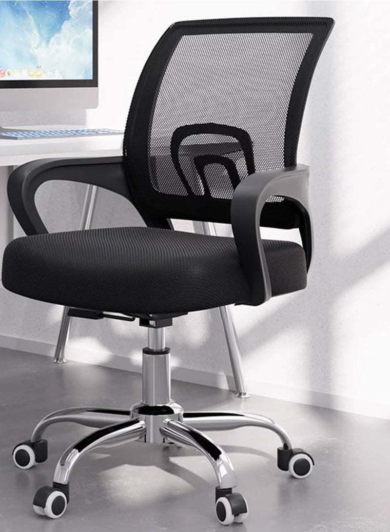 فلايبرو كرسي مكتب مريح للاستخدام المنزلي وألعاب الكمبيوتر مع مسند للظهر ومسند للذراعين ودوار وعصري قابل للتعديل وشبكة تنفيذية للنساء والرجال، لون أسود - Image 1
