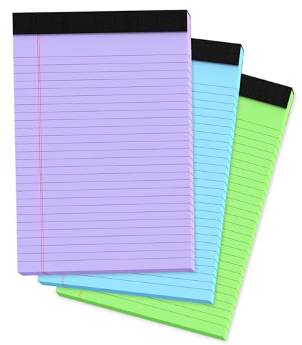 PINJINGPRO Colored Legal Pads, 3 Pack Writing Pads 8.5 x 11, Wide Ruled Legal Notepads, Lined Pads of Paper 8.5 x 11, Blue/Purple/Green Note Pads, 30 Sheets Per Legal Pads for School, College, Office, Home - Image 1