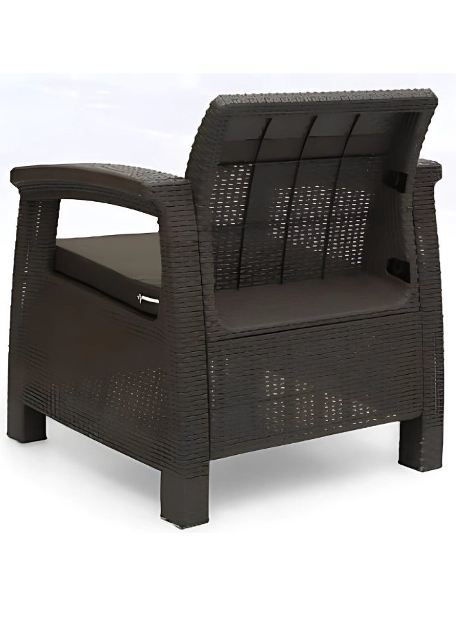 SULSHA - 1 Seater Balcony Sofa with Cushion Indoor & Outdoor Furniture Patio Chair One Seater Perfect for Gardens Poolside Cafes Restaurants, Rattan Sofa Chair and Terraces Weathered Brown - Image 1