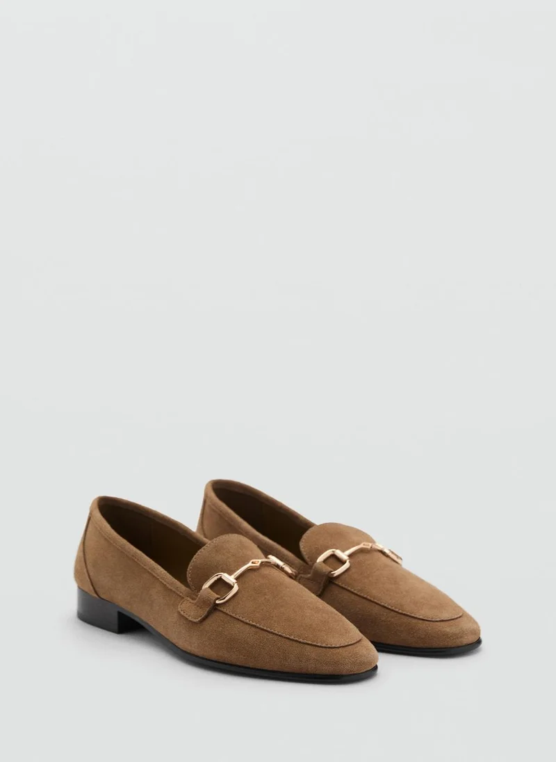 MANGO Suede Buckle Moccasins