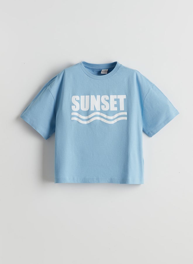 LC WAIKIKI Crew Neck Printed Jersey Girls' T-Shirt Summer - Image 1