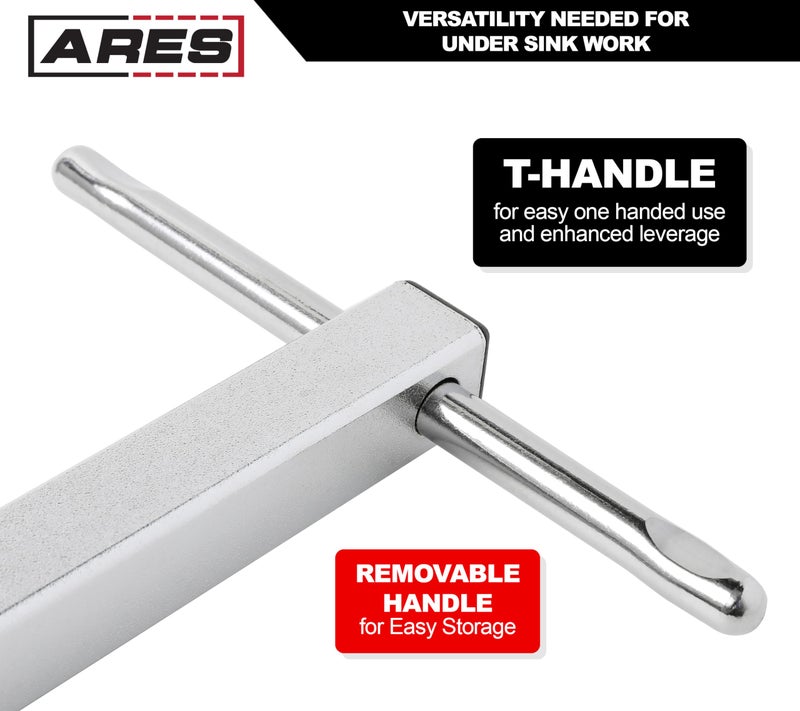 ARES 33001-11-Inch to 16-Inch Telescopic Basin Wrench with Adjustable 1 3/8-Inch Jaw - Basin Wrenches Increase Access in Tight Spaces - Image 5
