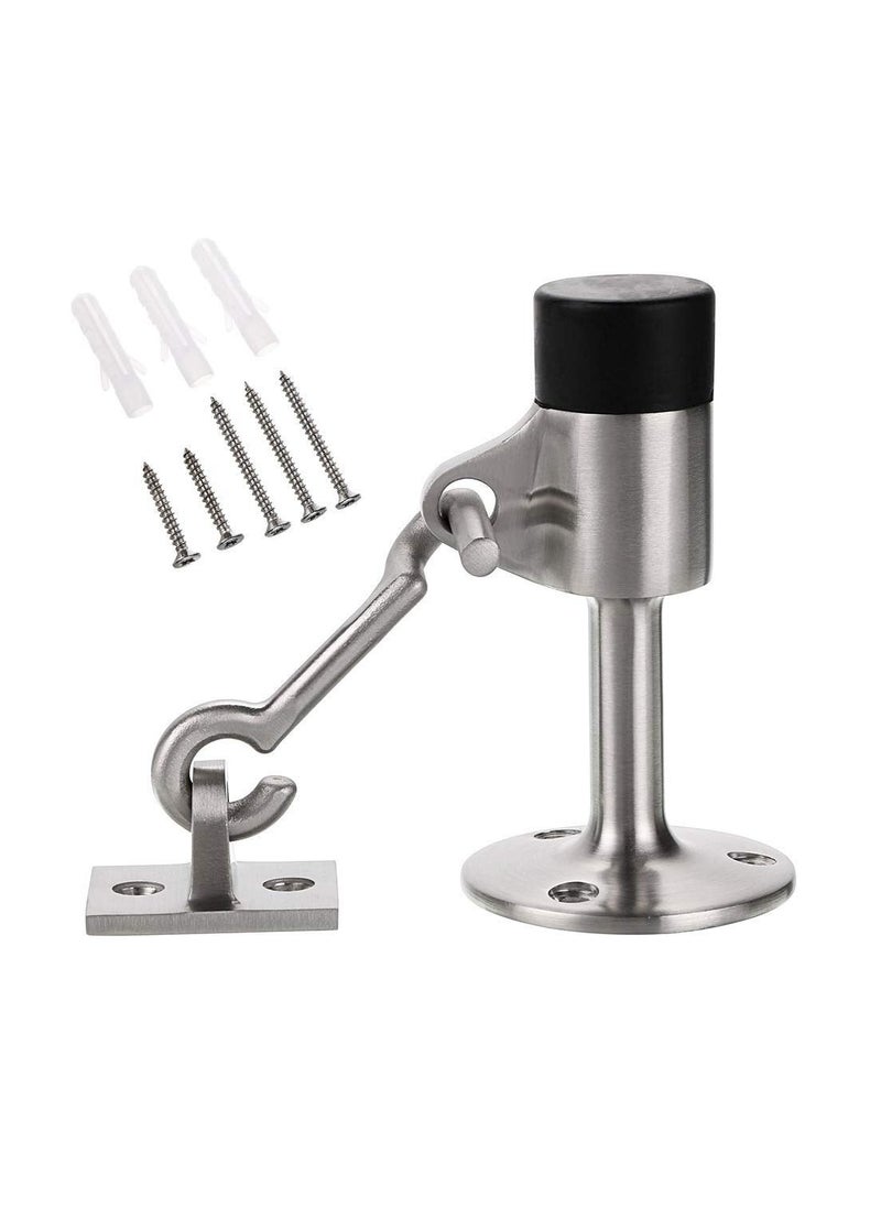 Y&D Heavy Duty Door Stopper with Hook, Stainless Steel Doorstop Wall Mounted Rubber Buffer Stop Heavyweight Hooked Attachment for Home & Office Use  - Image 1