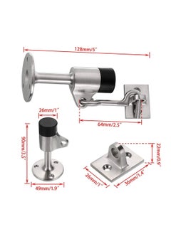Y&D Heavy Duty Door Stopper with Hook, Stainless Steel Doorstop Wall Mounted Rubber Buffer Stop Heavyweight Hooked Attachment for Home & Office Use  - Image 5