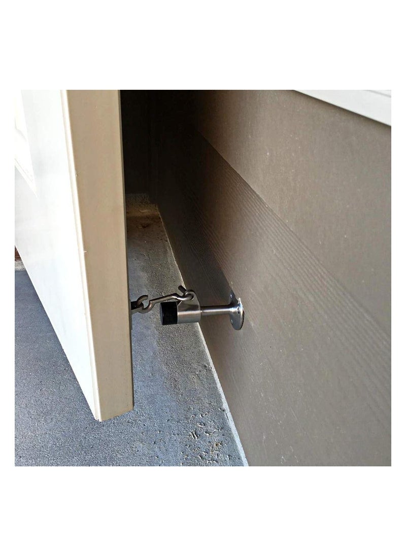 Y&D Heavy Duty Door Stopper with Hook, Stainless Steel Doorstop Wall Mounted Rubber Buffer Stop Heavyweight Hooked Attachment for Home & Office Use  - Image 3