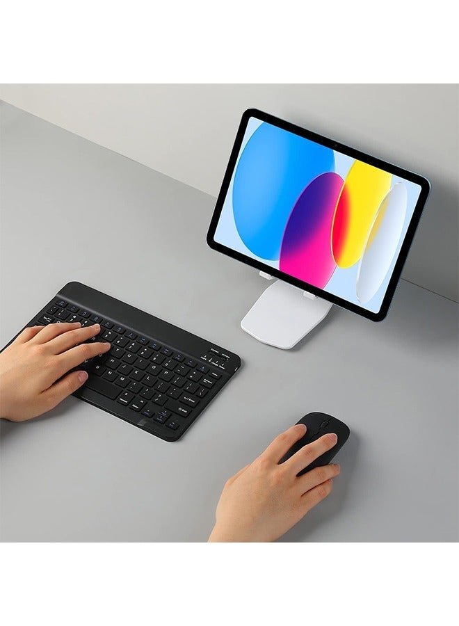 Rechargeable Bluetooth Keyboard and Mouse Combo Ultra-Slim Portable Compact Wireless Set for Android Windows Tablet Cell Phone iPhone iPad Pro Air Mini, OS/iOS 13 above (Black) - Image 5