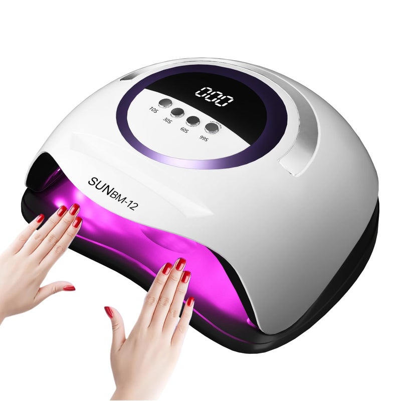 مصباح أظافر UV LED مع 72 لؤلؤة 300 واط لمصابيح تجفيف الأظافر لجيل الطلاء مع مستشعر تلقائي 4 إعدادات مؤقت لمجفف الأظافر LED أدوات تجفيف فن الأظافر للمناكب والأظافر الكبيرة BM12 PRO