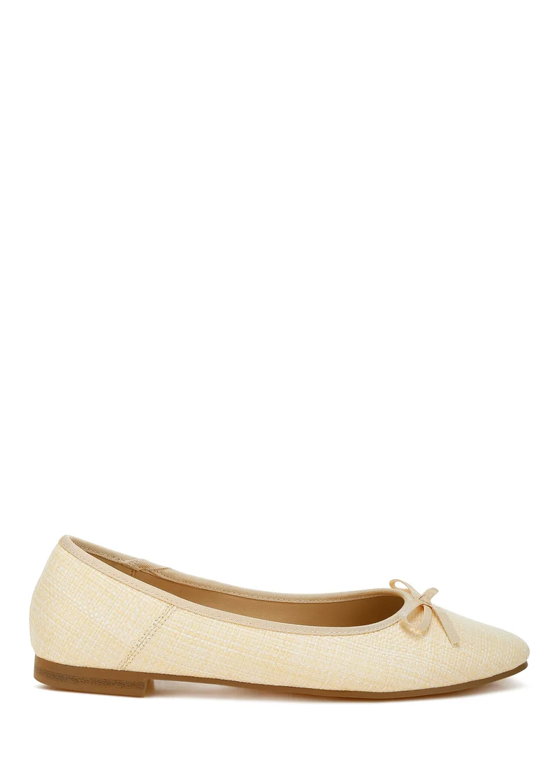 London Rag Raffia Ballet Flats in Natural