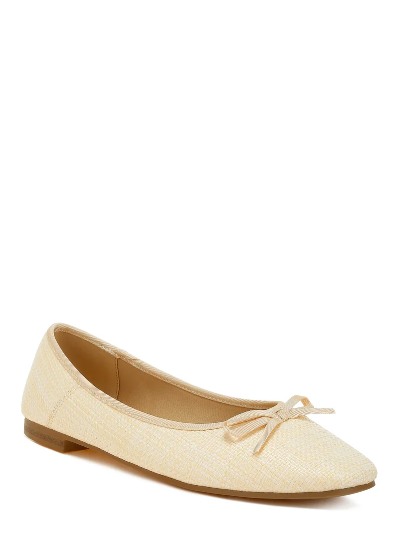 London Rag Raffia Ballet Flats in Natural