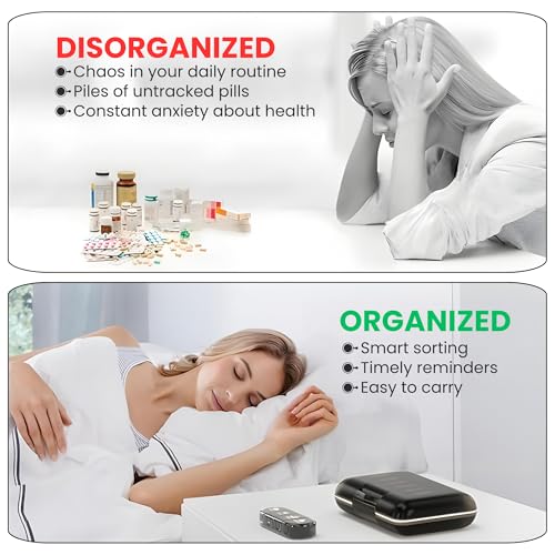 OCEANEVO 4 Times a Day, Weekly Medicine Storage Organizer box for Home and Travel, 7 days Pill Organizer Box for Vitamins, Tablet & Supplements - Black - 4 Compartments - 1 Year Warranty - Image 4