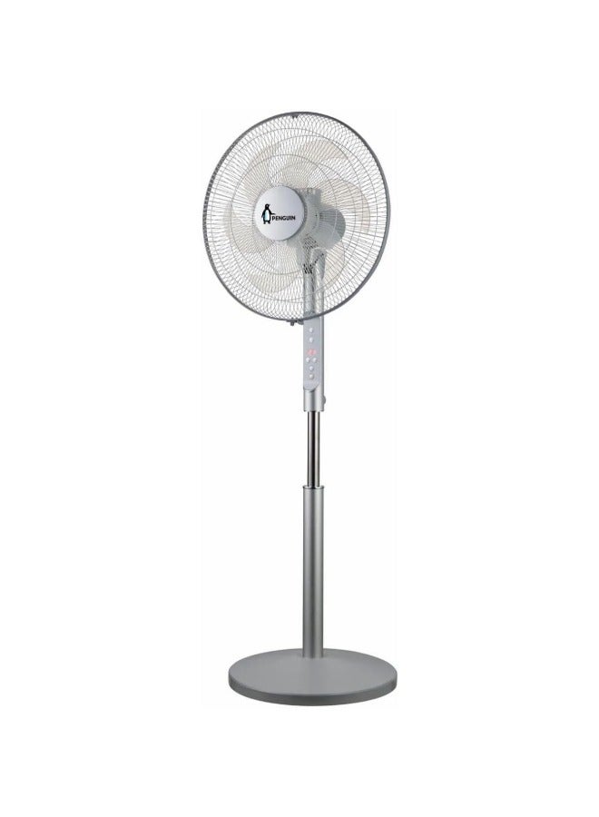 Penguin Breeze Pro Stand Fan 6 Blades Silver 18 Inch Digital with Remote Stainless Steel PF006  - Image 1