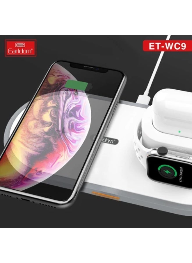 Earldom 3 In 1 Wireless Fast Charger for iPhone, Apple Watch, AirPods - Image 2