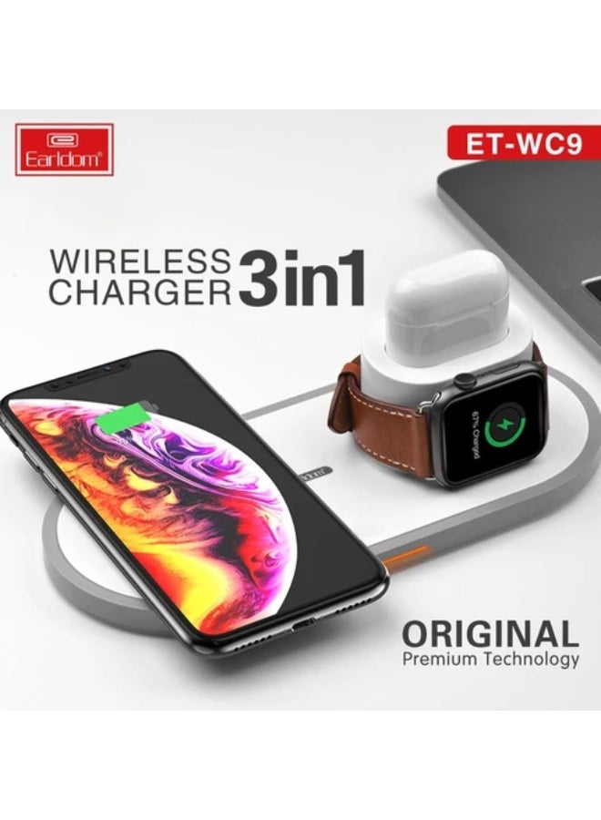 Earldom 3 In 1 Wireless Fast Charger for iPhone, Apple Watch, AirPods - Image 1