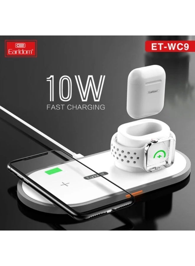 Earldom 3 In 1 Wireless Fast Charger for iPhone, Apple Watch, AirPods - Image 3