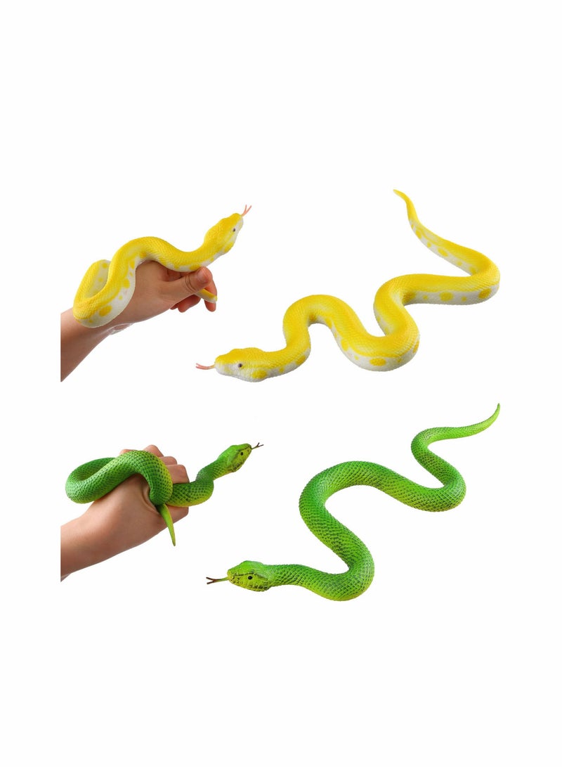 SYOSI Realistic Snake Model Toy 2Pcs Rubber Elastic Python Action Model Lifelike Snake Toy Figurines Prank Props Stress Relif Toys Educational Toys Birthday Gift for Kids - Image 1