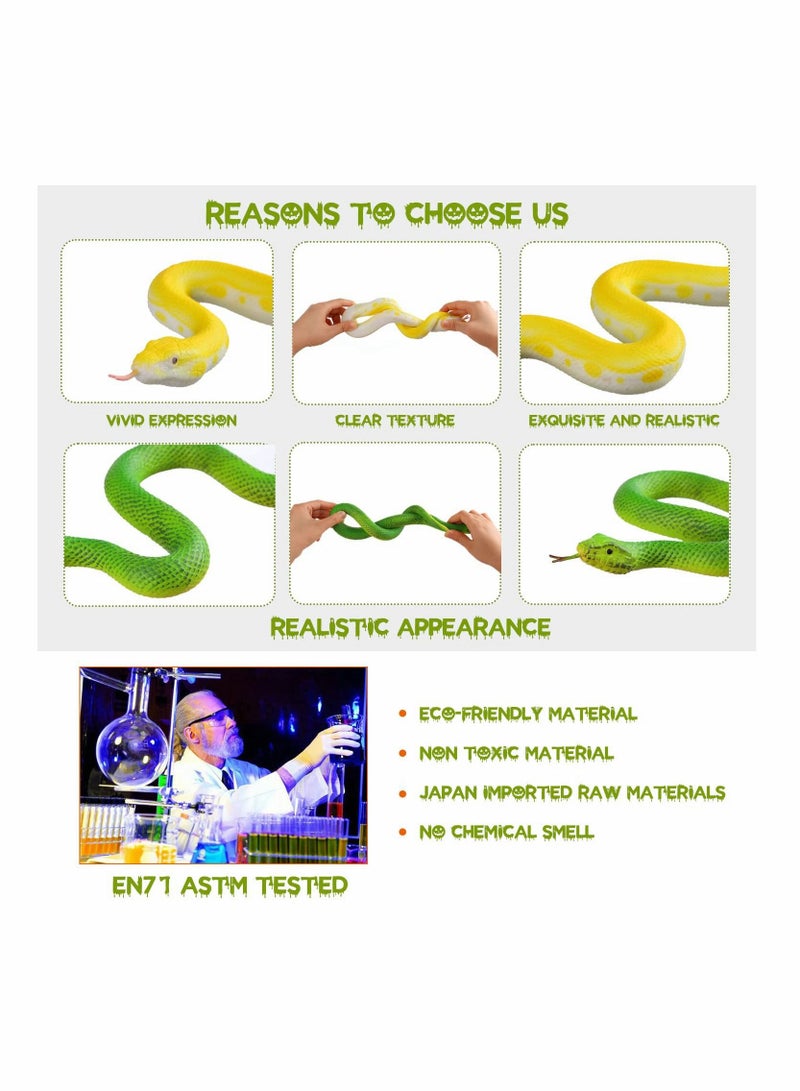 SYOSI Realistic Snake Model Toy 2Pcs Rubber Elastic Python Action Model Lifelike Snake Toy Figurines Prank Props Stress Relif Toys Educational Toys Birthday Gift for Kids - Image 5