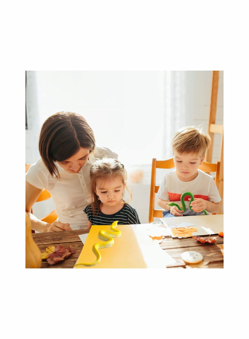 SYOSI Realistic Snake Model Toy 2Pcs Rubber Elastic Python Action Model Lifelike Snake Toy Figurines Prank Props Stress Relif Toys Educational Toys Birthday Gift for Kids - Image 3