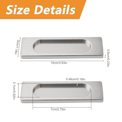 MOROBOR SelfStick Rectangular Sliding Door Pulls 4pcs Aluminum Alloy Flush Pull PunchFree Handle for Sliding Barn Door Windows Cabinets Wardrobes Brushed Steel100mm - Image 3