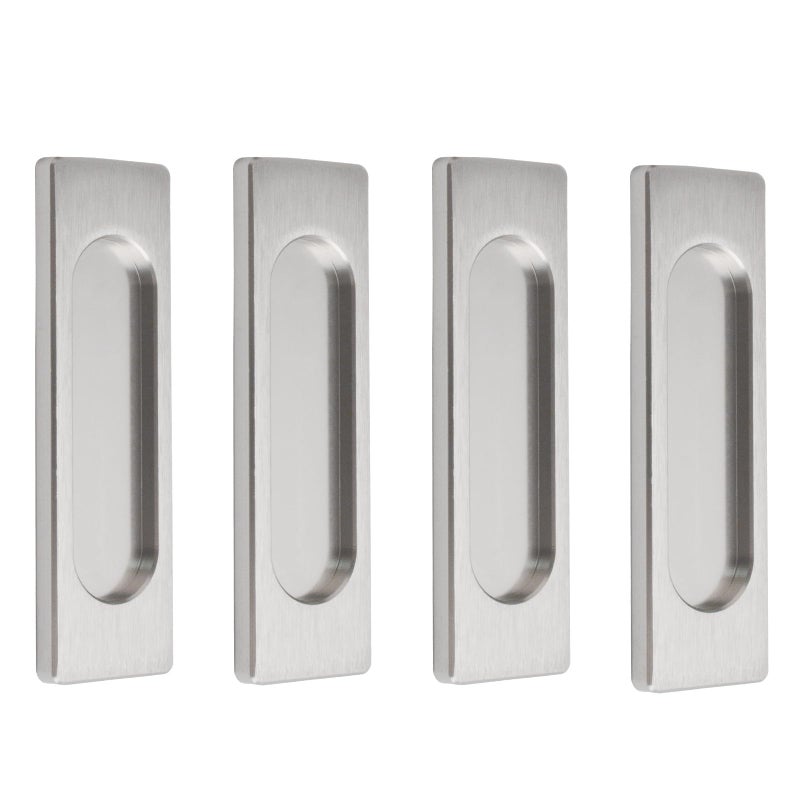 MOROBOR SelfStick Rectangular Sliding Door Pulls 4pcs Aluminum Alloy Flush Pull PunchFree Handle for Sliding Barn Door Windows Cabinets Wardrobes Brushed Steel100mm - Image 2