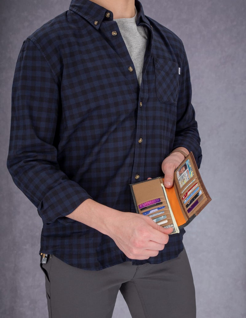 Timberland PRO Men's Rfid Leather Long Bifold Rodeo Wallet With Rfid, Teak, One Size - Image 5