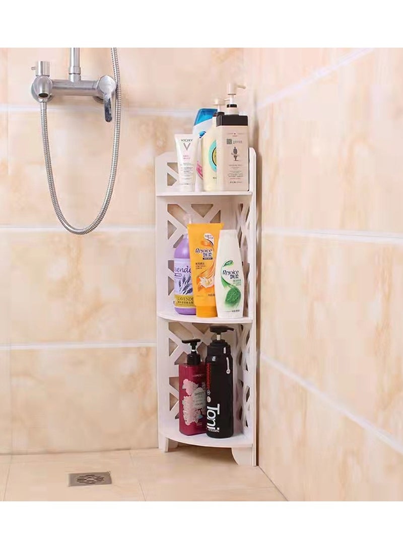 LINGWEI Bathroom Corner Stand White 21x80x21cm - Image 2