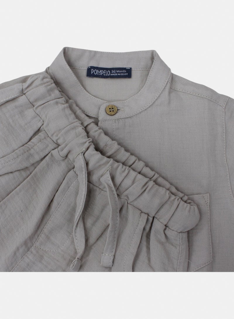 Pompelo Baby Boys Cotton Outfit Set – Beige – 6-9m - Image 3