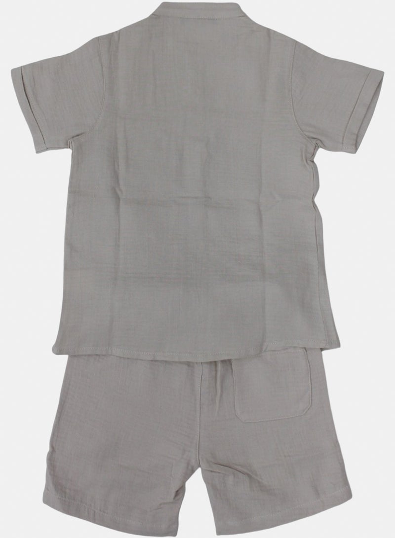 Pompelo Baby Boys Cotton Outfit Set – Beige – 6-9m - Image 2