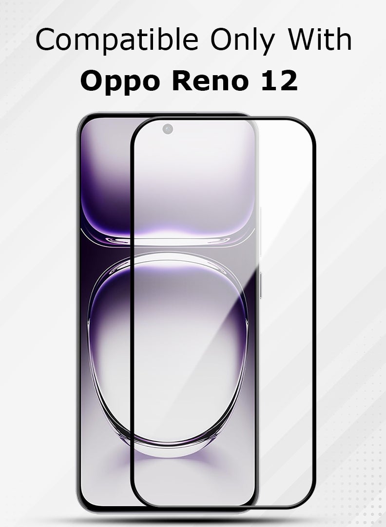 YJS Screen Protector For Oppo Reno 12 6.7 Inch 9H Hardness Tempered Glass Film, Bubble Free Easy Installation, Full Coverage, Anti Scratch And Touch Sensitive - Image 2
