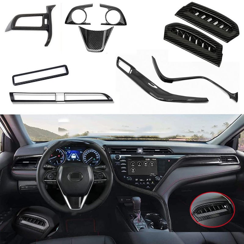 BOLTRY for Toyota Camry LE SE XLE XSE 20182020 ABS Full Set of Car Interiors Instrument Panel Decorative Center Console Moulding Trim Air Outlet Automotive Steering Wheel Cover Accessories 10Pcs