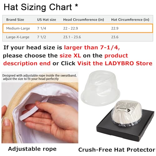 LADYBRO Summer Casual Beige Straw Trilby Fedora Hats for Men Panama, 7 1/4, Adjustable Size Fits 22" - 22 7/8" - Image 2