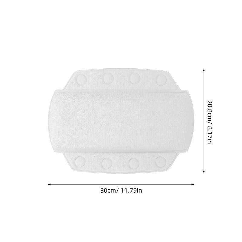 Medium White Bath Tub Headrest Pillow with Suction Cups for Neck and Back Support - Image 3
