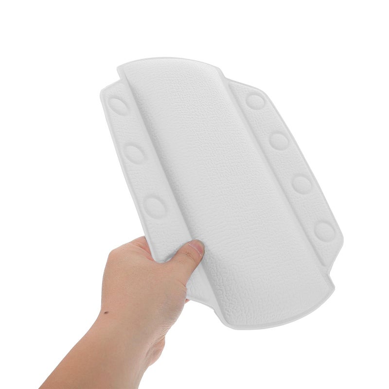Medium White Bath Tub Headrest Pillow with Suction Cups for Neck and Back Support - Image 4