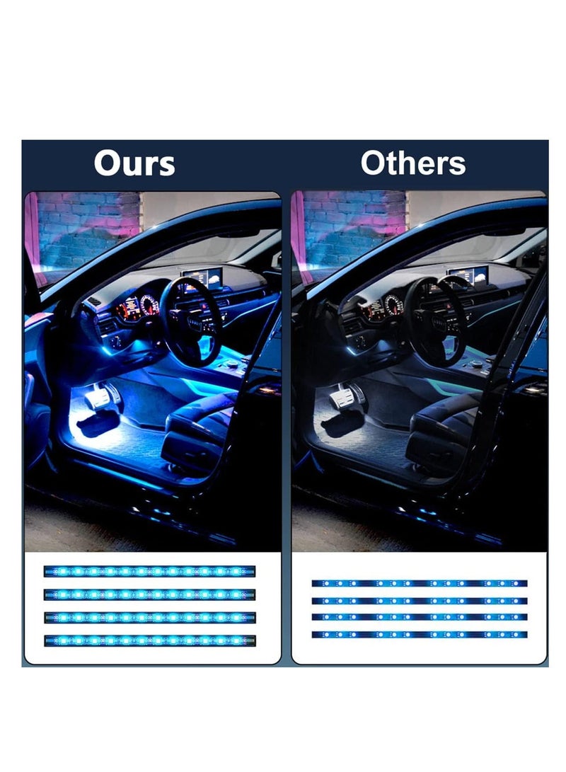 MUNTAQI Car LED Strip Lights, 4pcs 48 LEDs 12V Cigarette Lighter Multicolor Under Seat Dashboard Lights with Ambient Sound Interaction and Remote Control - Image 2