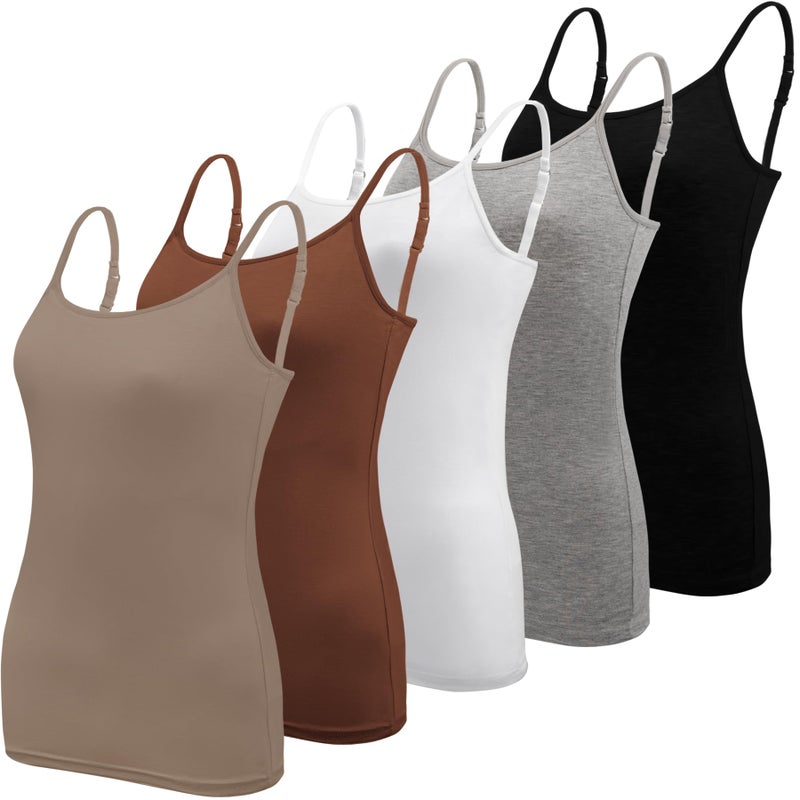 BQTQ 5 Pcs Camisole Tops for Women Adjustable Spaghetti Strap Camisoles Undershirt Womens Camisole Tank Tops, XL - Image 1