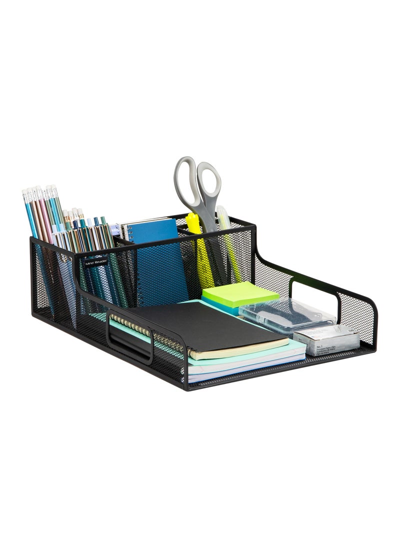 Mind Reader Mind Reader Desktop Organizer File Storage Accessory Storage Workspace Office Metal Mesh 115 L x 1475 W x 55 H Black 